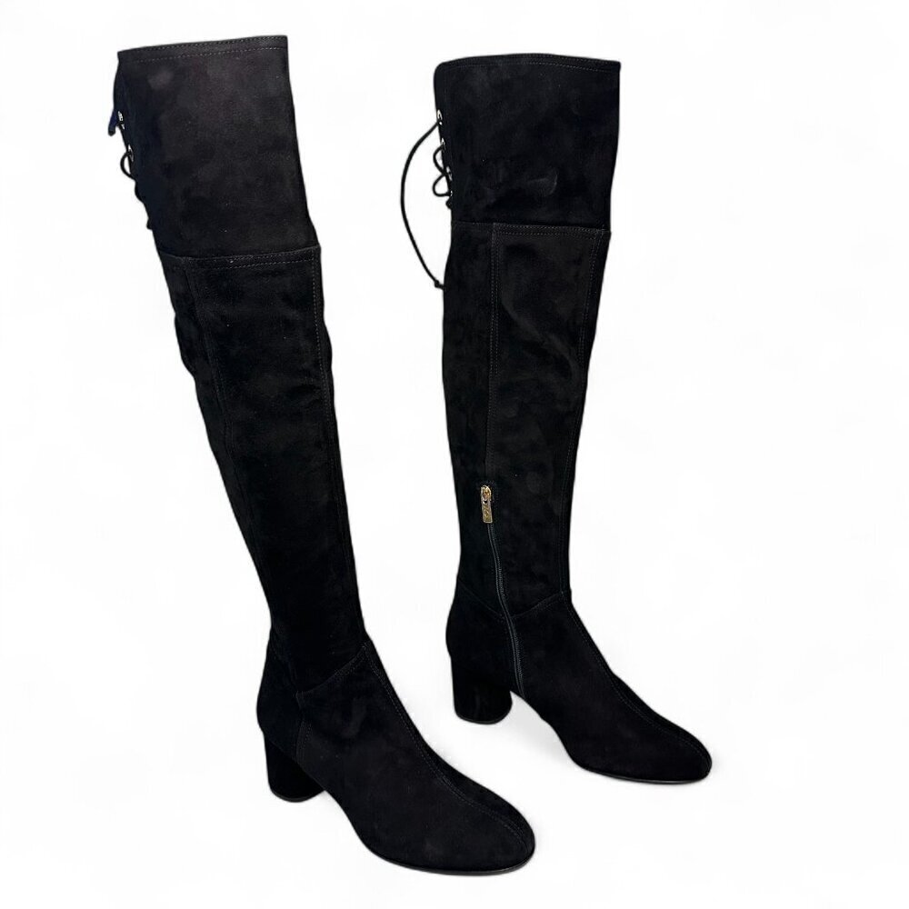 AGL Scarlet Over-The-Knee Suede Leather Boot, EU 38, Black NEW IN BOX